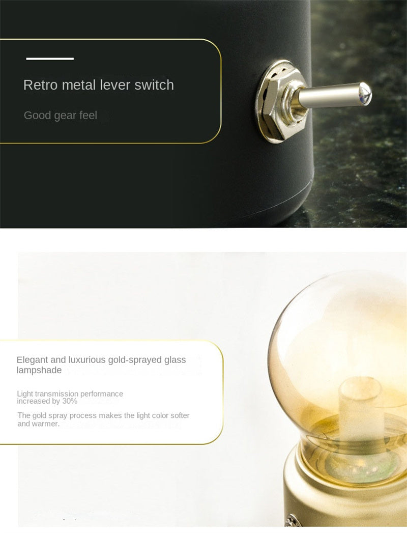 Vintage British Style USB Rechargeable LED Light Bulb Lamp – Portable Cordless Ambient Night Light