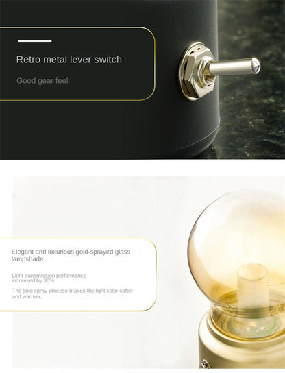 Vintage British Style USB Rechargeable LED Light Bulb Lamp – Portable Cordless Ambient Night Light