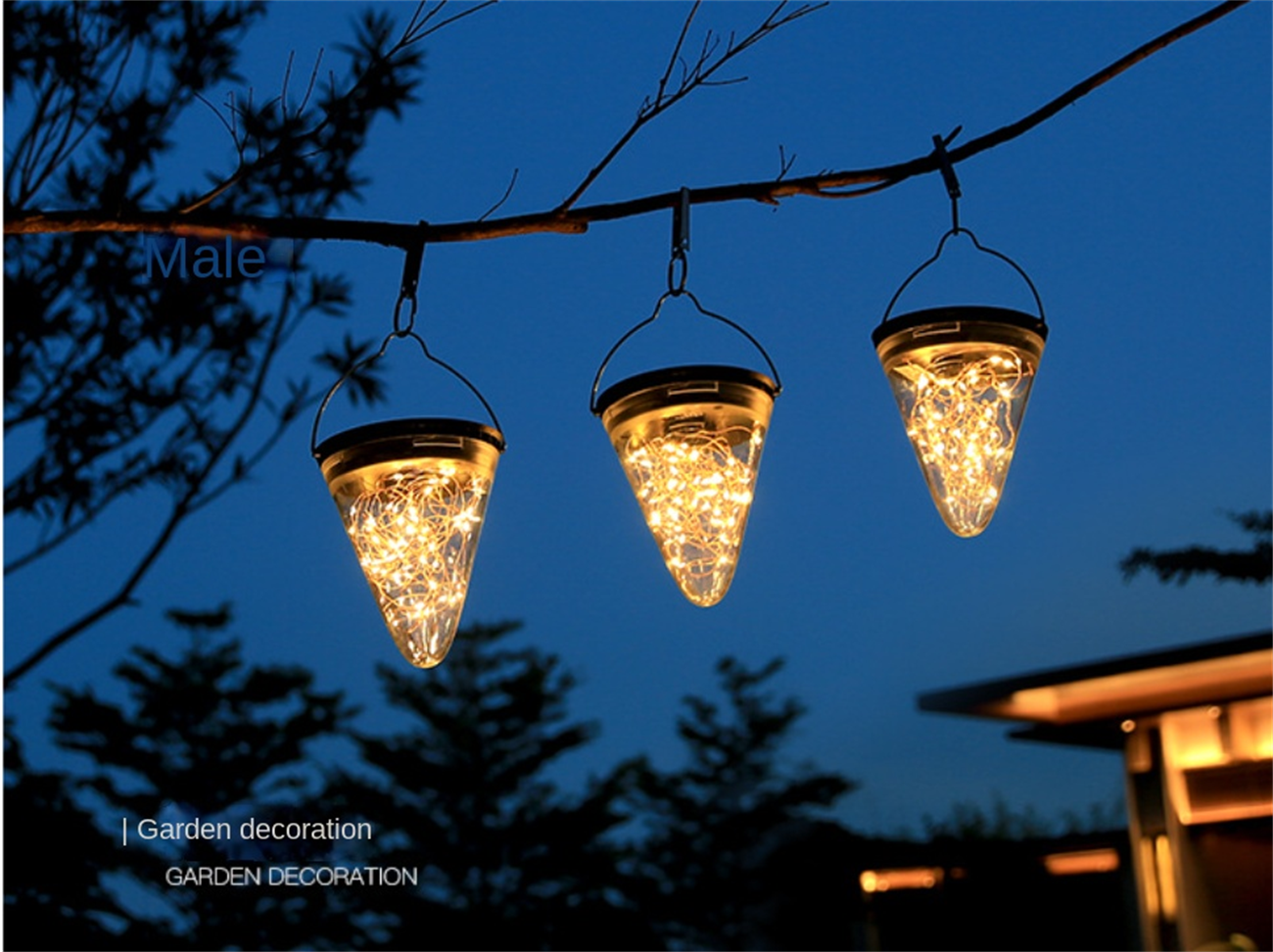 Outdoor Solar Light String for Home Villa LED Yard Decorative Pendant Light Balcony Decoration Lamp