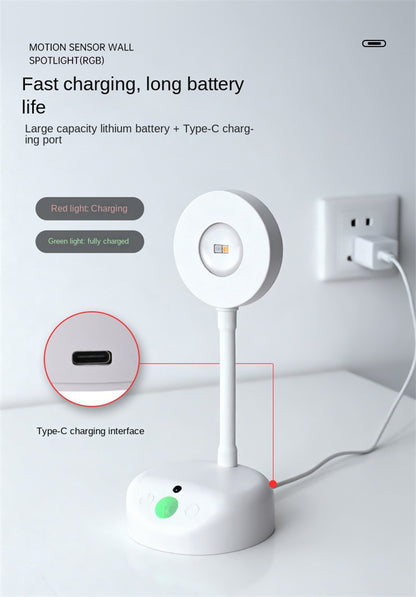 Smart Wireless RGB Wall Sconce – Rechargeable Motion Sensor Spotlight & Picture Light