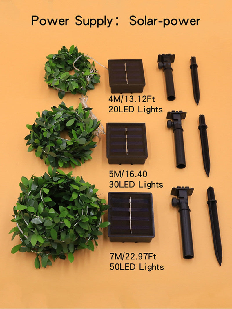 Solar/USB Artificial Ivy Leaf String Lights - LED Copper Wire Fairy Lights for Garden & Aesthetic Room Decor