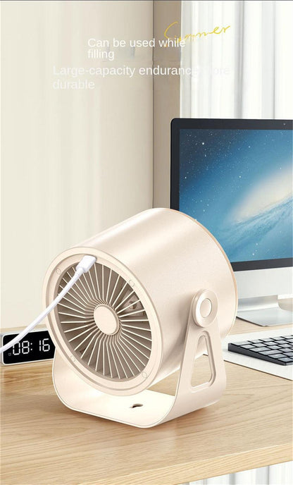 Smart 100-Speed Rechargeable Desk Fan 6" Turbo Circulator with Night Light & LED Display