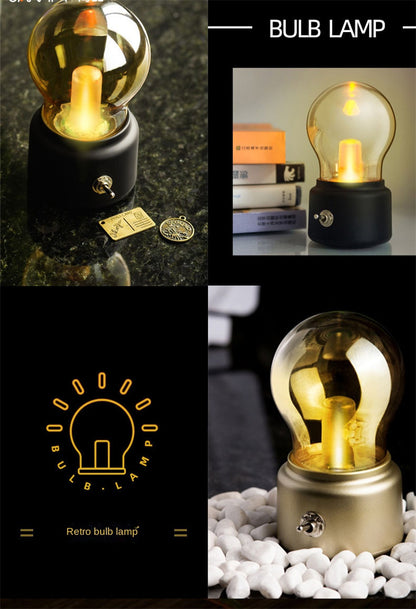 Vintage British Style USB Rechargeable LED Light Bulb Lamp – Portable Cordless Ambient Night Light