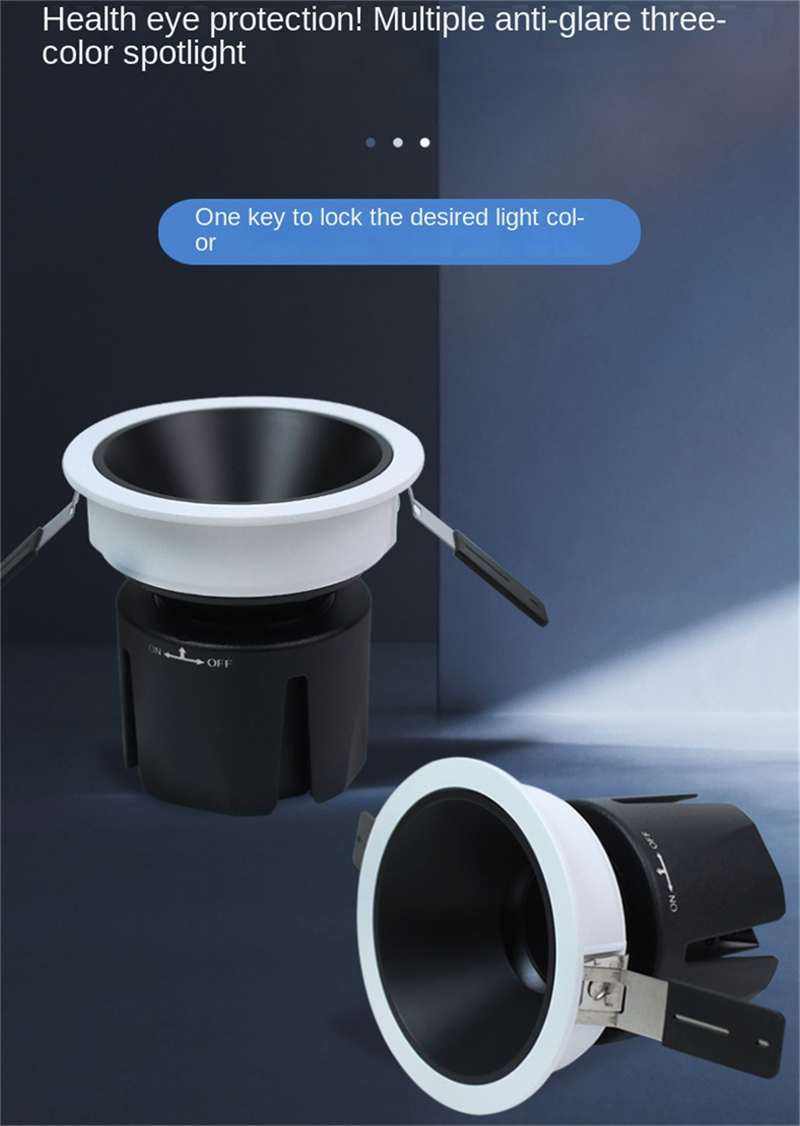 High-CRI Adjustable Recessed LED Spotlight – Multi CCT, Anti-Glare, Dimmable Indoor Downlight