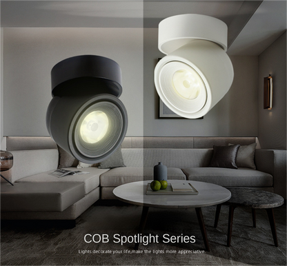 Surface-Mounted LED Spotlight · 360° Rotatable · No-Cut Installation · Anti-Glare Cylinder Ceiling Light for TV Wall, Bedroom, Wall Art & No-Main-Light Design