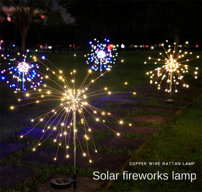 LED Solar Lamp Ground Mounted Fireworks Lights, Outdoor Festival Courtyard Garden Decoration, Lawn Dandelion Colored Light String