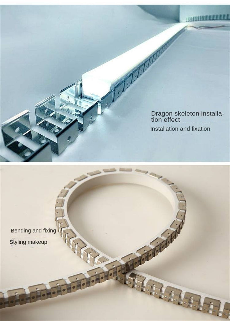 Flexible 202 Stainless Steel LED Neon Strip Mounting Track – Bendable Skeleton Framework for Flat Silicone Neon Lights