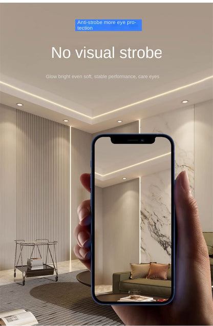 COB LED Strip Lights Low Voltage Linear Lighting, Ruban LED à température de couleur double encastré avec autocollant pour le plafond, éclairage ambiant principal sans lumière dans le salon