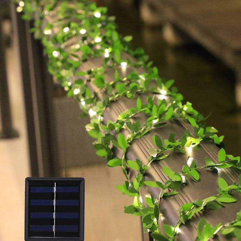 Solar/USB Artificial Ivy Leaf String Lights - LED Copper Wire Fairy Lights for Garden & Aesthetic Room Decor