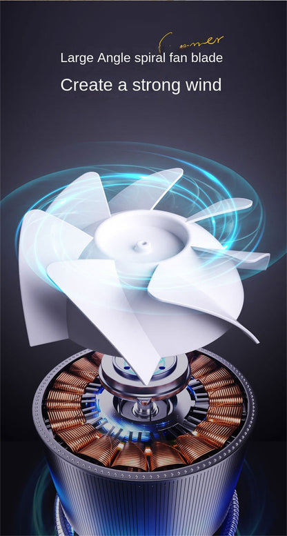 Smart 100-Speed Rechargeable Desk Fan 6" Turbo Circulator with Night Light & LED Display