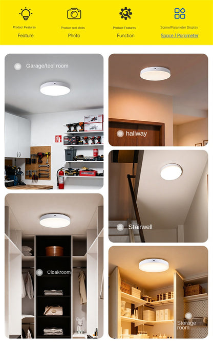 Rechargeable Wireless LED Ceiling Light with Radar Motion Sensor and Remote Control
