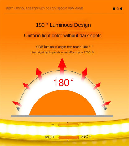 COB LED Strip Light – RGB Color-Chasing Waterfall Effects