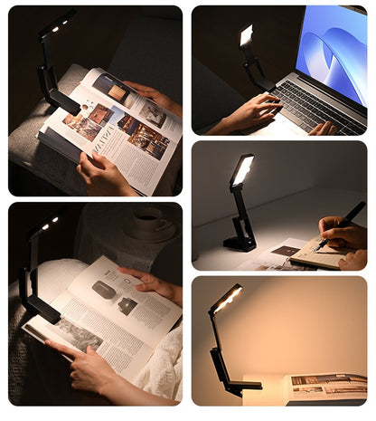 Mini Rechargeable Clip-on Book Light – Foldable Eye-Care LED Reading Lamp for Night Readers