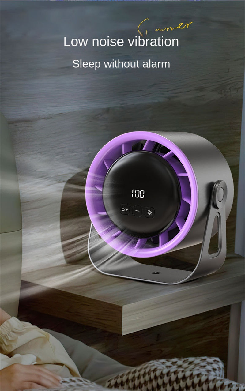 Smart 100-Speed Rechargeable Desk Fan 6" Turbo Circulator with Night Light & LED Display