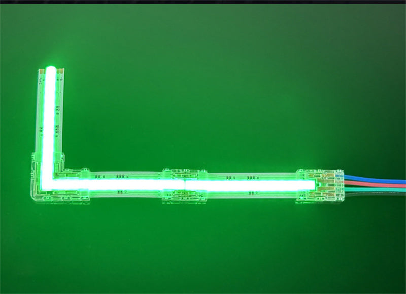 4-Pin Solderless Quick Connectors for 8mm & 10mm RGB COB/SMD LED Light Strips – Ultra-Thin Transparent Crystal Clips