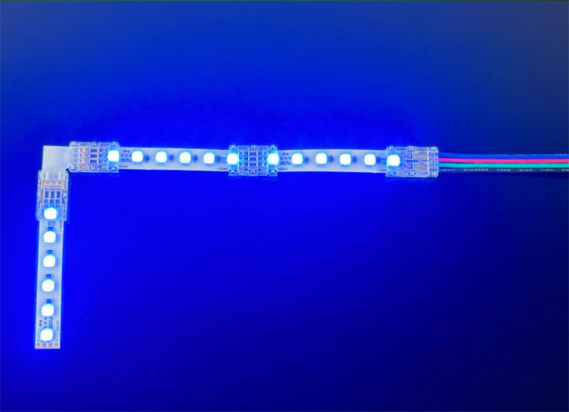 4-Pin Solderless Quick Connectors for 8mm & 10mm RGB COB/SMD LED Light Strips – Ultra-Thin Transparent Crystal Clips