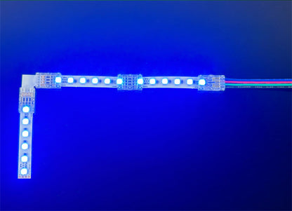 4-Pin Solderless Quick Connectors for 8mm & 10mm RGB COB/SMD LED Light Strips – Ultra-Thin Transparent Crystal Clips