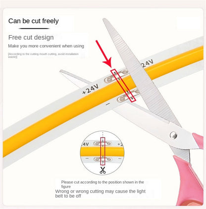 COB LED Strip Light – RGB Color-Chasing Waterfall Effects