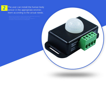 LED Motion Sensor Switch Controller – Infrared PIR Sensor for 12V/24V LED Strip Lights and Lamps