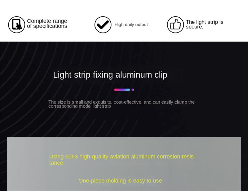 6063 Aluminum LED Strip Mounting Clips for Silicone Neon Lights
