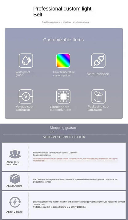 Custom RGB COB LED Strip – 8mm Flexible Indoor Light