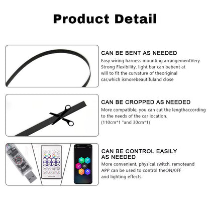 Wireless Acrylic Symphony Ambient Light Kit - 64-Color Wrap-Around Interior Lighting, App Control & Sync Footwell Lights