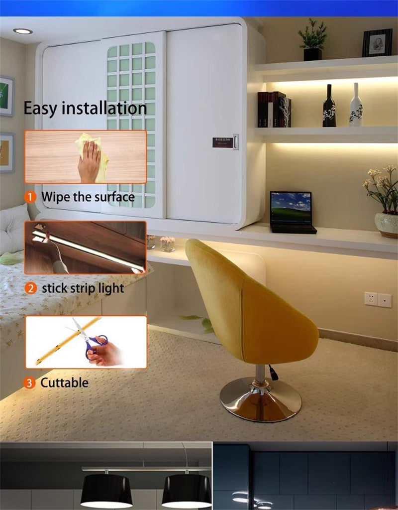 5V USB COB LED Strip Light with Touch Switch,Flexible Cabinet Light
