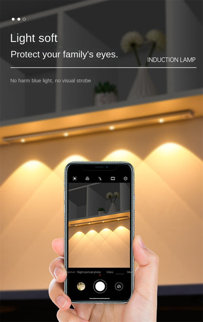 Ultra-Thin Smart Motion Sensor LED Light Strip Rechargeable Self-Adhesive Cat-Eye Lighting for Wine Cabinets&Wardrobes