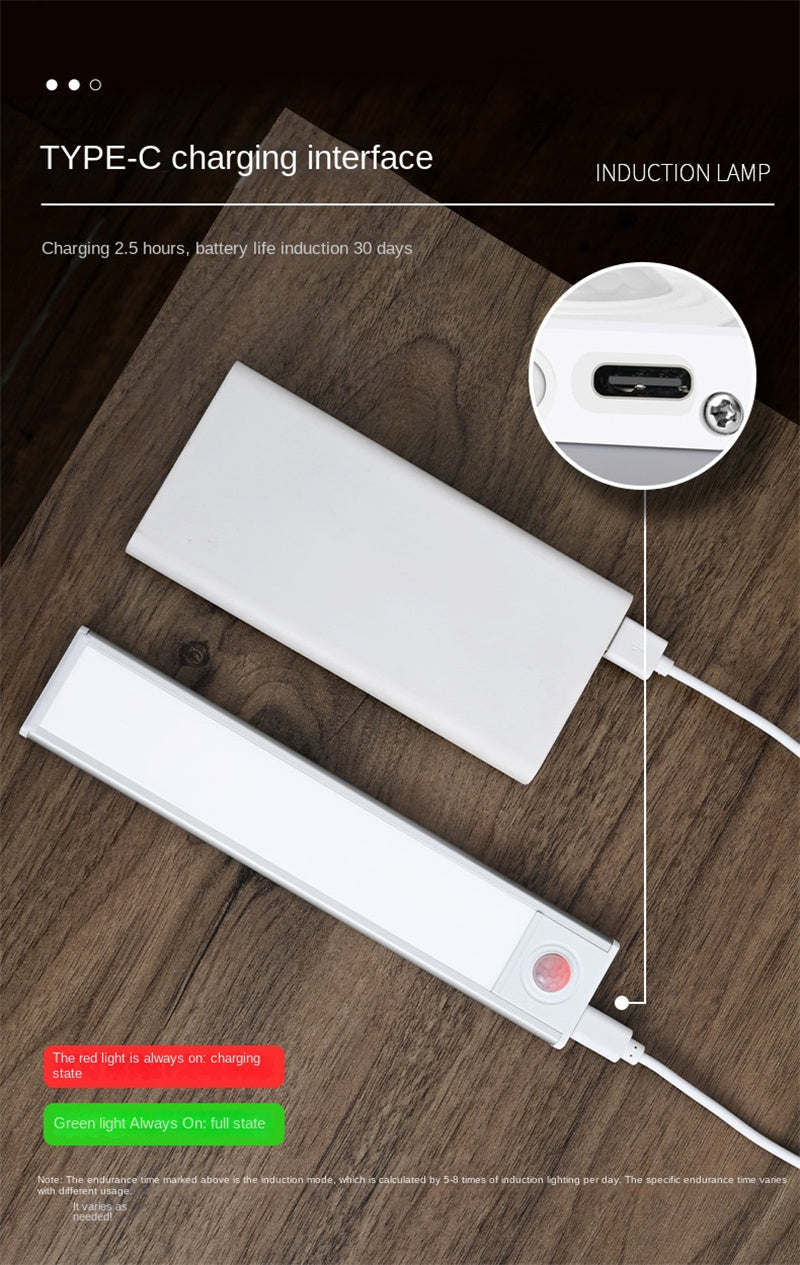 Ultra-Thin Rechargeable Motion Sensor LED Light Strip – Magnetic & Self-Adhesive Cabinet Light for Closet, Wardrobe, Kitchen, Wine Cabinet