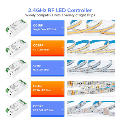 2.4G Wireless LED Dimmer Controller RGB/RGBWC Smart Group Control Touch Panel for Colorful LED Strip Lights