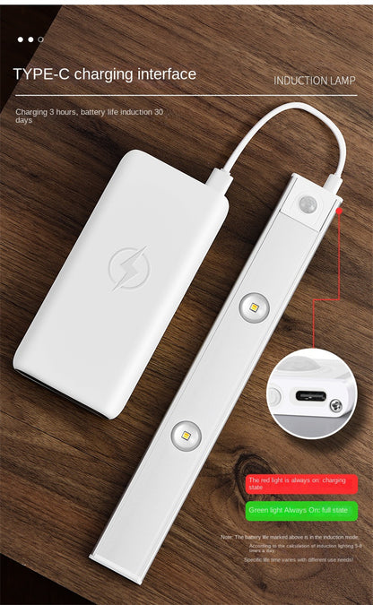 Ultra-Thin Smart Motion Sensor LED Light Strip Rechargeable Self-Adhesive Cat-Eye Lighting for Wine Cabinets&Wardrobes