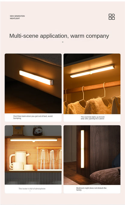 Smart Motion-Sensing LED Rechargeable Strip Light - Wireless Magnetic Adhesive Cabinet Wardrobe Lighting Bar