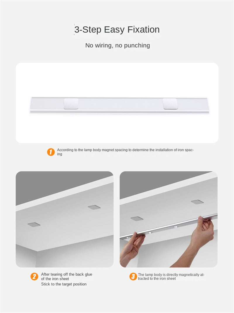 Ultra-Thin Smart Motion Sensor LED Light Strip Rechargeable Self-Adhesive Cat-Eye Lighting for Wine Cabinets&Wardrobes