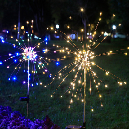 LED Solar Lamp Ground Mounted Fireworks Lights, Outdoor Festival Courtyard Garden Decoration, Lawn Dandelion Colored Light String