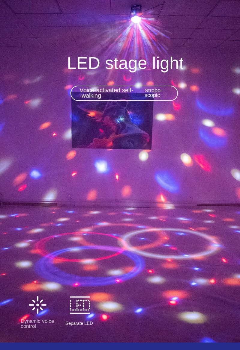 RGB LED Stage Light with Sound Activated Disco Ball Effect Light for KTV, Home Party & Events