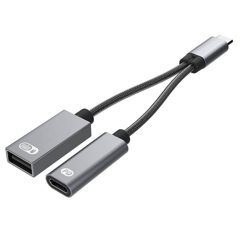 2-in-1 Multifunctional Adaptor 60W Fast Charging Type-C to USB OTG Converter Suitable for Apple 16 Connector