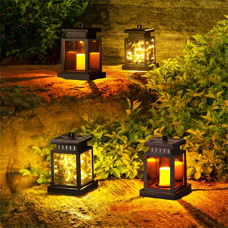 Solar lantern with warm LED ambient glow