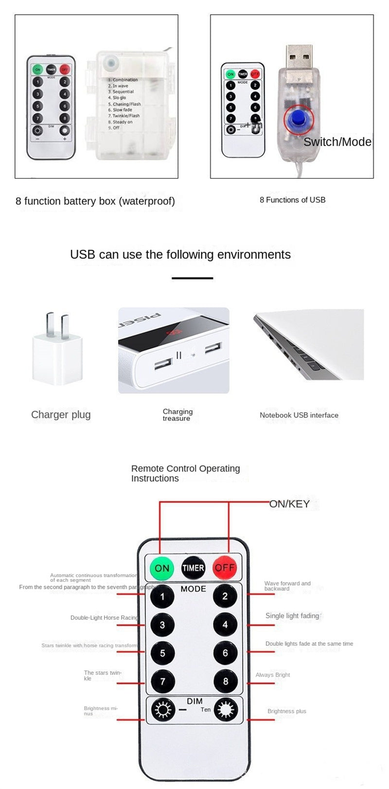 LED Remote Control Christmas String Lights Waterproof Copper Wire Fairy Lights for Festive Decor