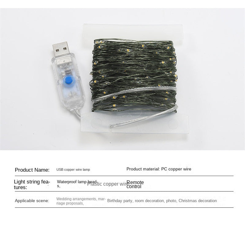 LED Remote Control Christmas String Lights Waterproof Copper Wire Fairy Lights for Festive Decor