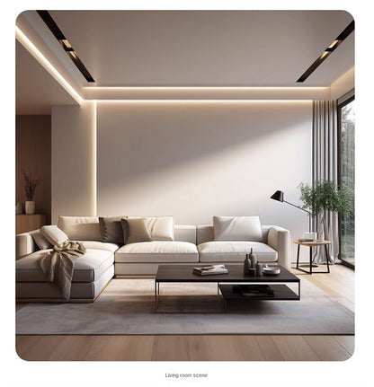 COB LED Strip Lights Low Voltage Linear Lighting, Ruban LED à température de couleur double encastré avec autocollant pour le plafond, éclairage ambiant principal sans lumière dans le salon