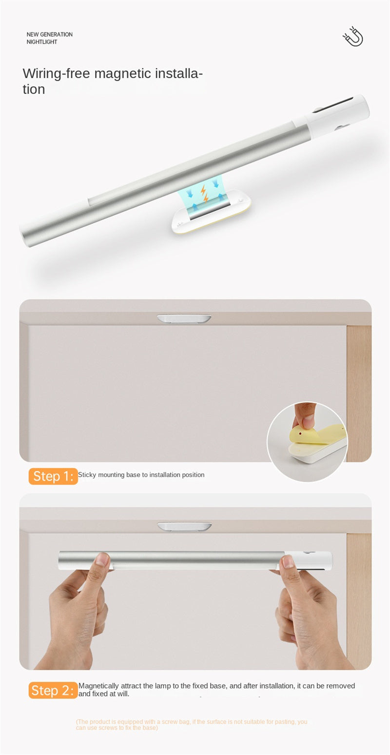 Smart Motion Sensor LED Light Strip Rechargeable Intelligent Digital Display Adjustable Sensing Angle Magnetic Closet Light for Wardrobe Cabinet & Wine Rack