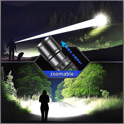 UltraBright Pro Aluminum Magnetic Work Flashlight — Long-Lasting Power, Side Light, Digital Display, Laser Beam