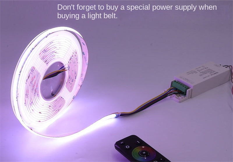 COB LED Strip Light – RGB Color-Chasing Waterfall Effects