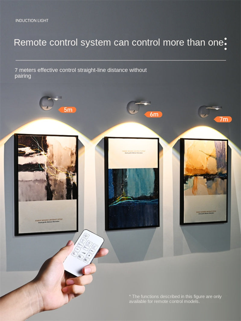 New Wireless Rechargeable LED Wall Spotlight Smart Motion Sensor, Remote Control, Picture Lighting for Indoor Use, No Wiring Needed