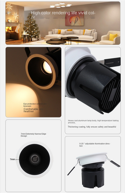 High-CRI Adjustable Recessed LED Spotlight – Multi CCT, Anti-Glare, Dimmable Indoor Downlight