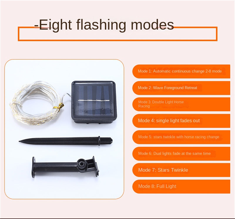 Solar LED Copper Wire String Lights – Waterproof Outdoor Fairy Lights for Garden, Patio & Christmas Decoration