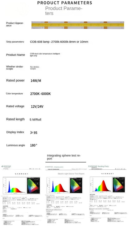 COB LED Strip Light – RGB Color-Chasing Waterfall Effects