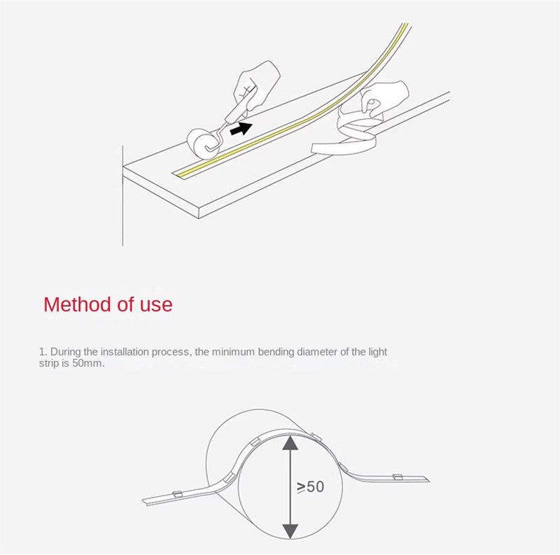 COB LED Strip Lights Low Voltage Linear Lighting, Ruban LED à température de couleur double encastré avec autocollant pour le plafond, éclairage ambiant principal sans lumière dans le salon