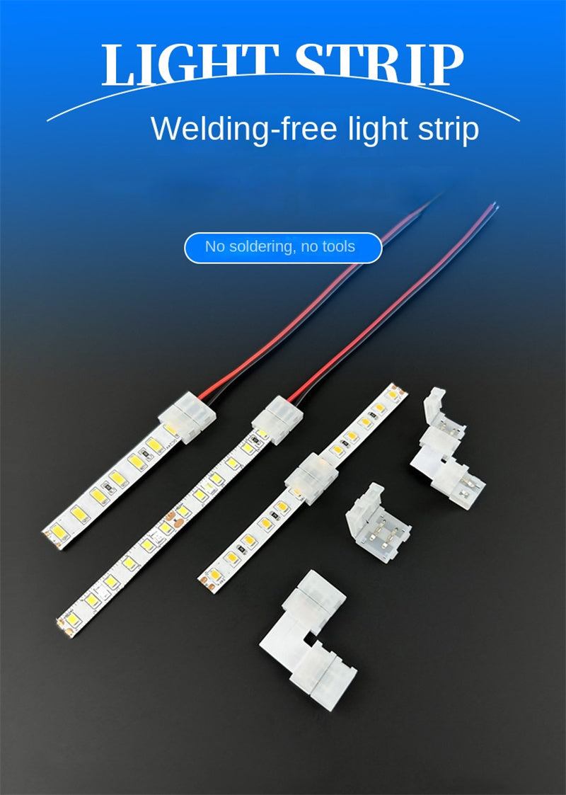 Plier-Crimp Crystal Solderless Quick LED Strip Connectors – Ultra-Thin Gapless Corner & Extension Clips