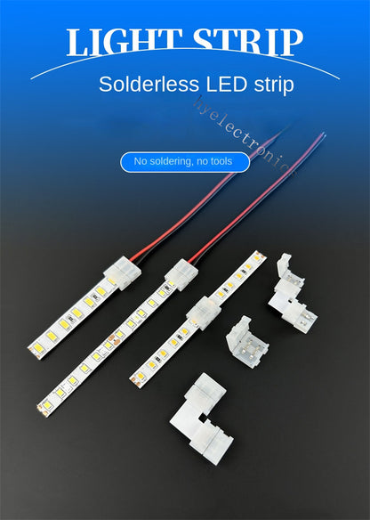 2-Pin Solderless Quick Press-Fit Connectors for 5V 12V 24V COB & SMD Bare LED Light Strips